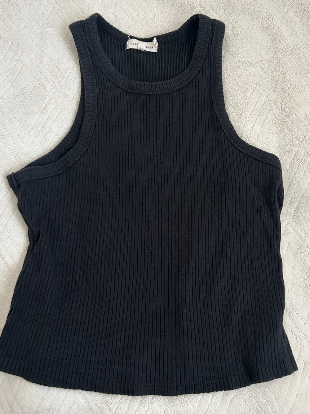 Good American Black Ribbed Tank